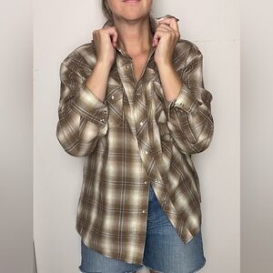 Vintage Wrangler Plaid Cowboy Shirt XL